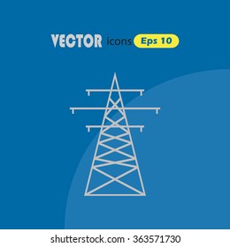 The high-voltage wire pole. Vector illustration.