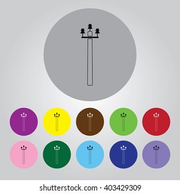 The high-voltage wire pole. Vector illustration.