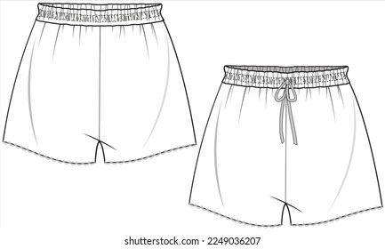 HIGHWAIST BOYSHORTS NIGHTWEAR SHORTS FRONT AND BACK IN VECTOR FILE