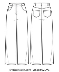 High-waisted baggy wide leg jeans