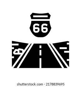 vector de icono de glifo de autopista 66. señal de autopista 66. ilustración de símbolo aislado
