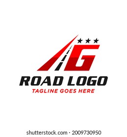Highway Asphalt Illustration Logo Design With Letter G