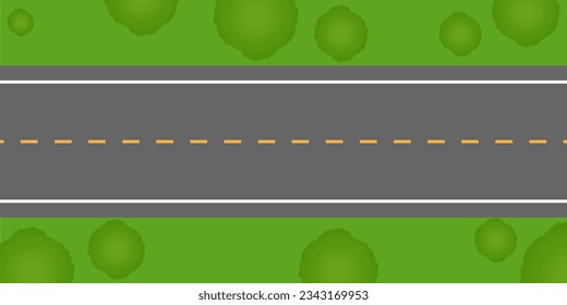 Highway or Asphalt Road Aerial Top View. Vector Illustration. 