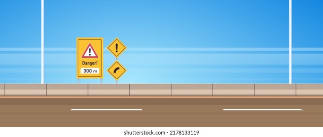 Carretera asfaltada de carreteras y moderno estilo de la ciudad diseño exterior de la ilustración plana vectorial.