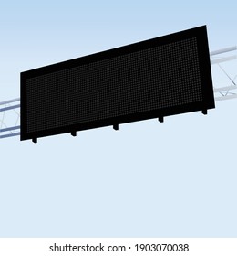 Highway Billboard Digital Alert Sign At Angle In Black