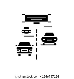 Highway black icon, vector sign on isolated background. Highway concept symbol, illustration 
