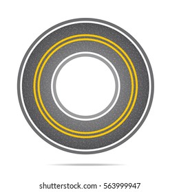 Highway in a circle with asphalt texture with noise. Vector illustration