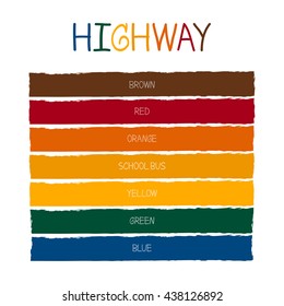 Highway Color Tone with Name Vector Illustration