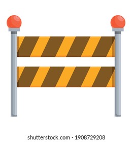 Icono de barrera de construcción de carreteras. Caricatura del icono del vector de la barrera de construcción de la autopista para el diseño web aislado en fondo blanco