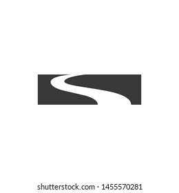 Highway curve illustration black and white vector icon