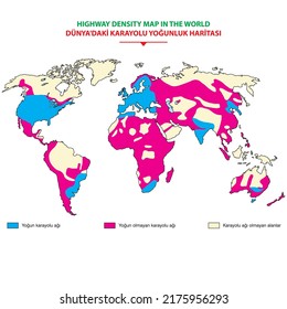 Mapa de densidad de carreteras del mundo. Vector