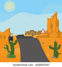 Highway to desert town