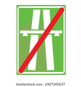 highway end vector icon isolated green on white