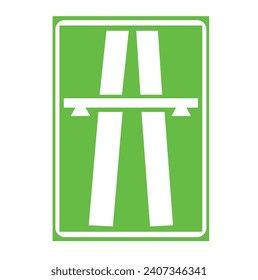 icono del vector del extremo de la carretera aislado verde en blanco