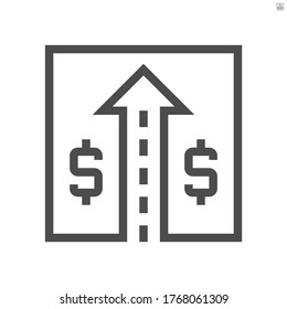 Highway expansions or land improvement vector icon. New access road construction for transportation, facility. That development impact to value of land, property by increase accessibility. 48x48 pixel