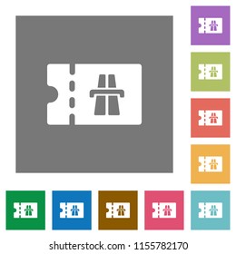 Highway fee discount coupon flat icons on simple color square backgrounds