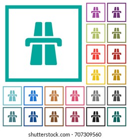Highway flat color icons with quadrant frames on white background