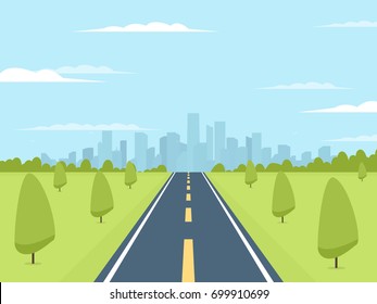 highway heading to the city. Vector illustration