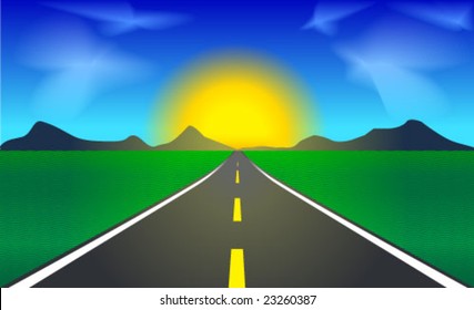 highway heading to the sunrise