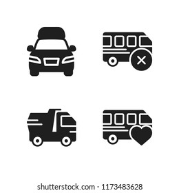 highway icon. 4 highway vector icons set. dump truck, delivery truck and bus icons for web and design about highway theme