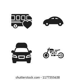 highway icon. 4 highway vector icons set. bus, touring car and motorcycle icons for web and design about highway theme