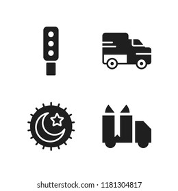 highway icon. 4 highway vector icons set. delivery truck, truck and night mode icons for web and design about highway theme