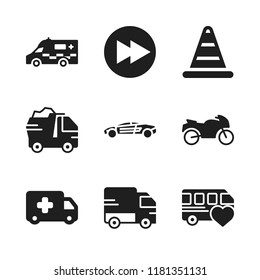 highway icon. 9 highway vector icons set. ambulance, fast forward and motorcycle icons for web and design about highway theme