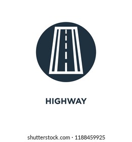 Highway icon. Black filled vector illustration. Highway symbol on white background. Can be used in web and mobile.