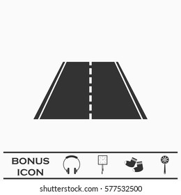Highway icon flat. Black pictogram on white background. Vector illustration symbol and bonus button