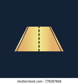 Highway icon flat. Simple gold pictogram on dark background. Vector illustration symbol