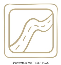 highway icon made in vector graphics in gold color.