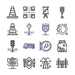 highway Icon Set with line icons. Modern Thin Line Style. Suitable for Web and Mobile Icon. Vector illustration EPS 10.