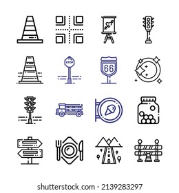 Highway Icon Set With Line Icons. Modern Thin Line Style. Suitable For Web And Mobile Icon. Vector Illustration EPS 10.