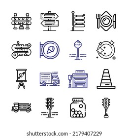 highway Icon Set with line icons. Modern Thin Line Style. Suitable for Web and Mobile Icon. Vector illustration EPS 10.
