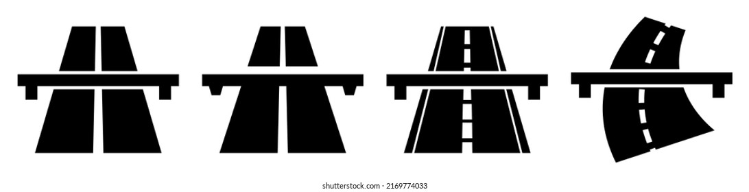 Highway icon set. Road symbol. Design for web and mobile app. Vector illustration isolated on white background
