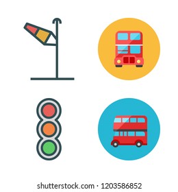 highway icon set. vector set about wind sign, traffic lights and bus icons set.