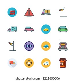 highway icon set. vector set about jam, steering wheel, ambulance and side view icons set.