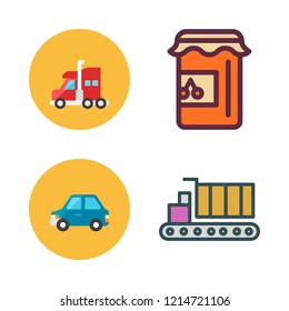 highway icon set. vector set about truck, cargo truck, car and jam icons set.