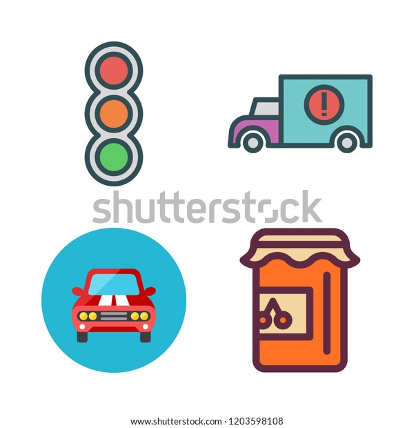 highway icon set. vector set about jam, cargo\
truck, car and traffic lights icons\
set.
