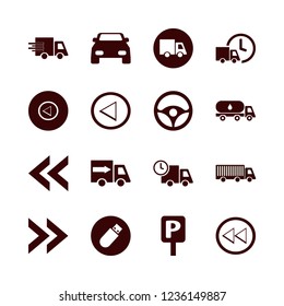 highway icon. highway vector icons set truck, parking sign, car and flash driver