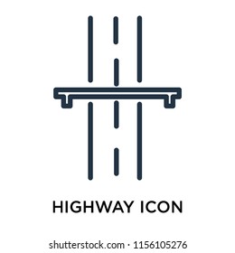 Highway Icon Vector Isolated On White Background. Thin Symbols Or Lined Elements In Outline Style