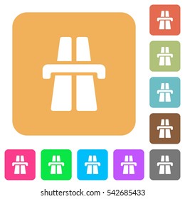 Highway icons on rounded square vivid color backgrounds.