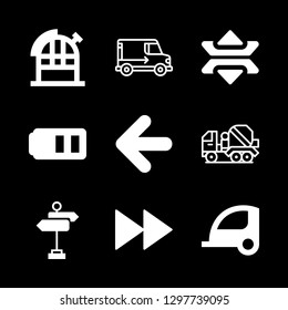 highway icons set with truck, delivery truck and street vector set