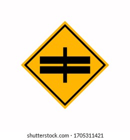 Highway Intersection Ahead Traffic Road Sign,Vector Illustration, Isolate On White Background Label.