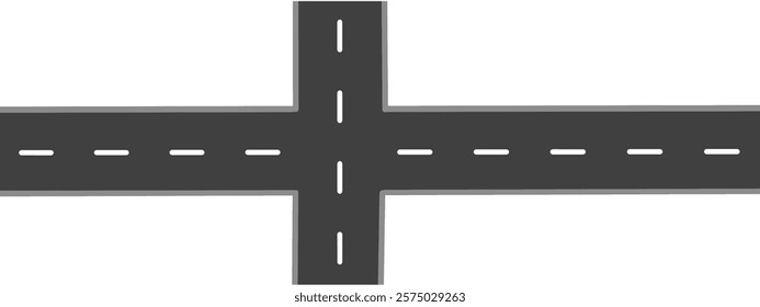 Highway intersection vector illustration, Asphalt road lane isolated on white background