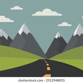 highway landscape mountains vector illustration