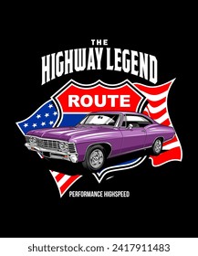 The Highway Legend Vintage Vector Illustration