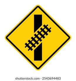 Highway Light Rail Transit Grade Crossing warning road sign. Vector