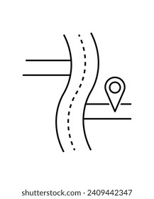 highway with location icon, vector best line icon.