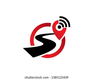 Highway Location Point Logo Template, Icon, Symbol - Vector